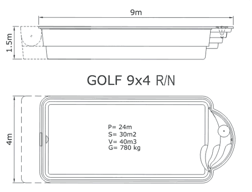 Piscina Golf  9 x 3,8 R